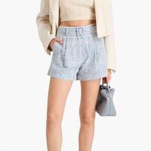 Veronica Beard Light Blue Patterned High Waist Shorts